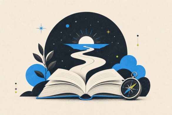 ТОП-15 книг о смысле жизни — редакционная иллюстрация Knigli